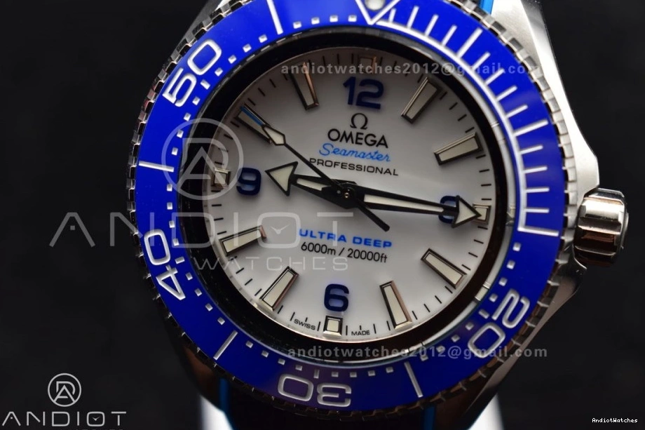 6000M Deep 1:1 Dial A Ultra TF Best Bezel Edition SS Ceramic Seamaster on Blue Rubber Strap White 1078 Black Versatile 0404